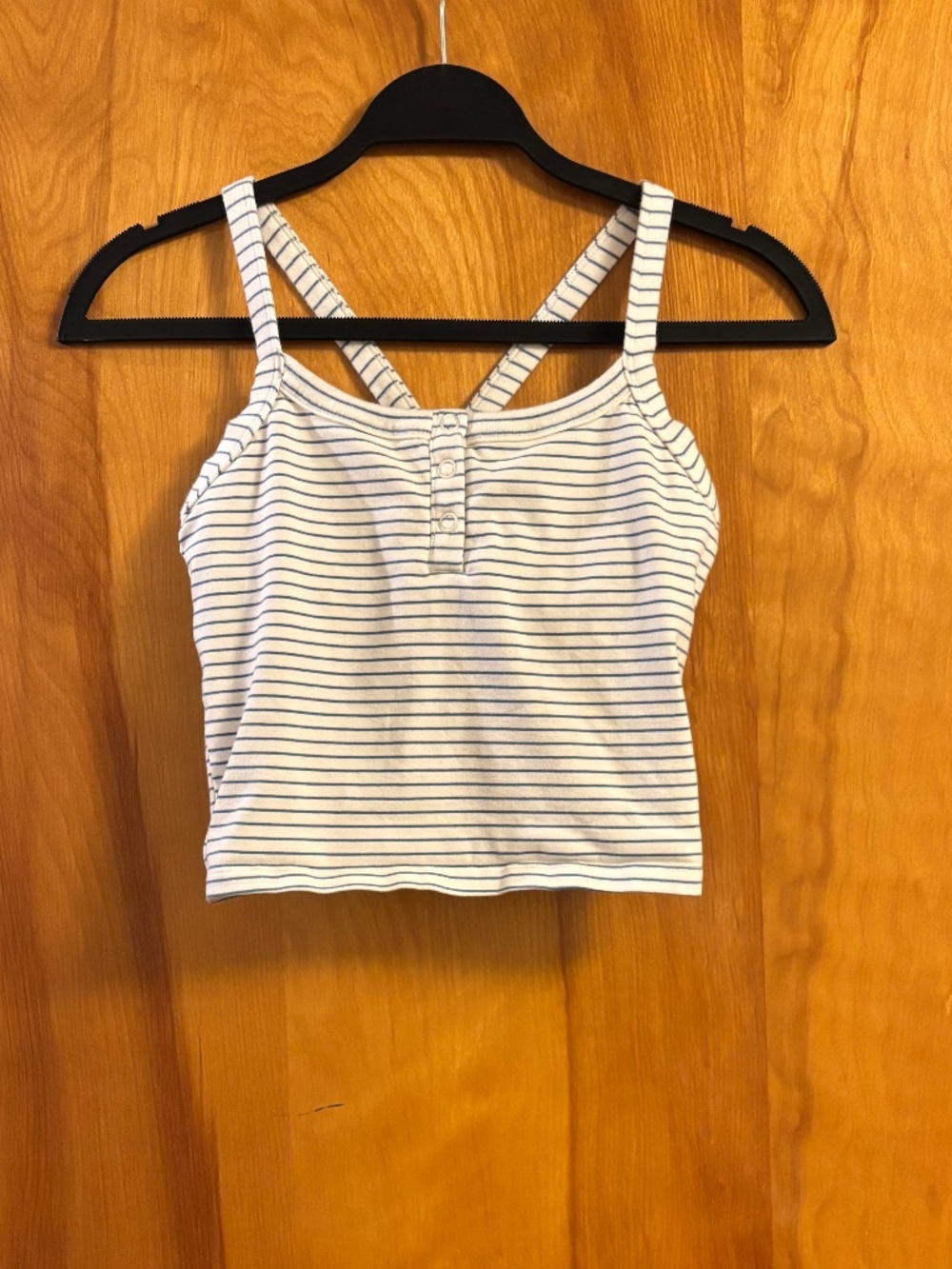 All in motion blue and white striped tank top
